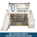Kids Modren Bunk Bed with Bookcase and Wardrobe childrensterritory