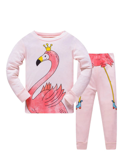 Kids Boys Girls Crew Neck Animal Print Pajama Sets childrensterritory