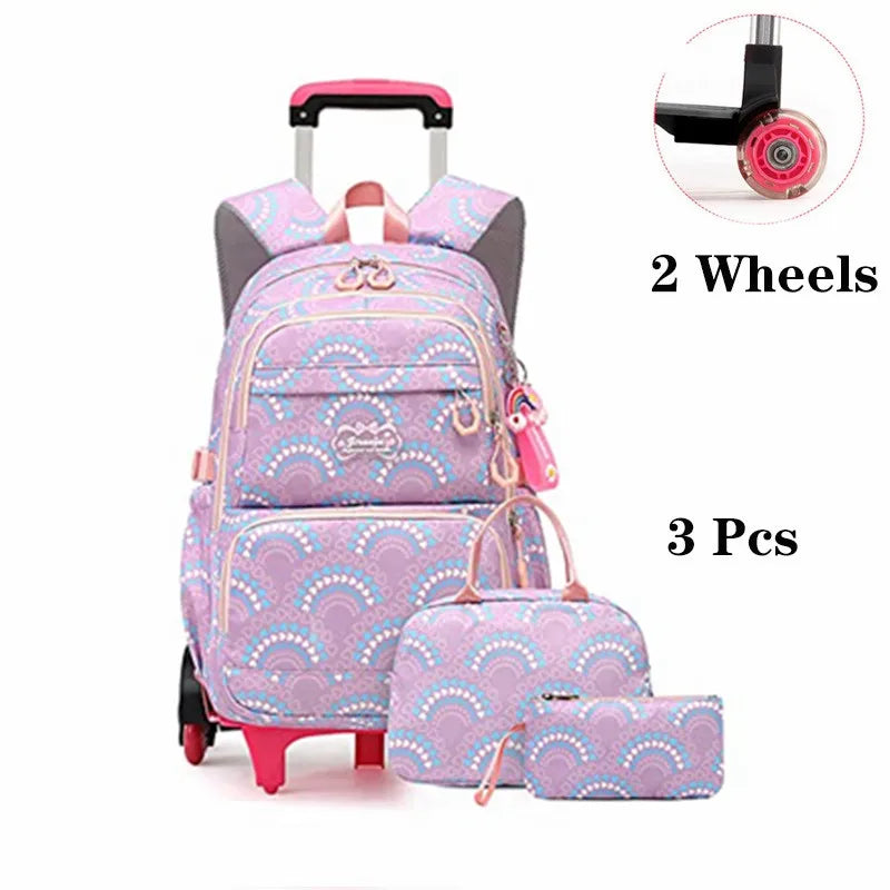 Waterproof Printed School Bags Set with or without Wheels for Kids