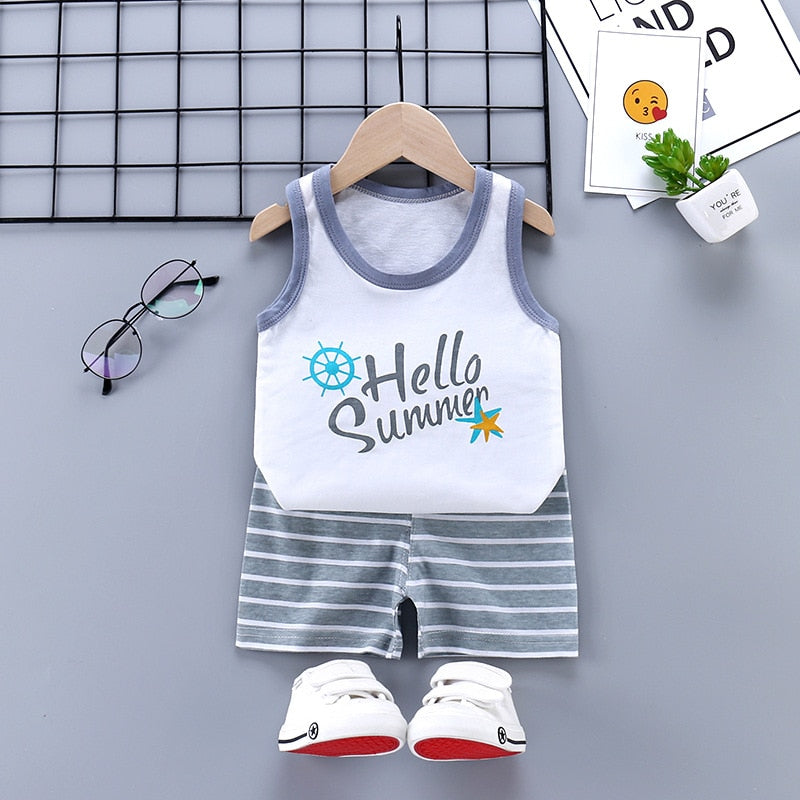 2PCS Cotton T-Shirts and Shorts Set for Toddler Boys Girls childrensterritory