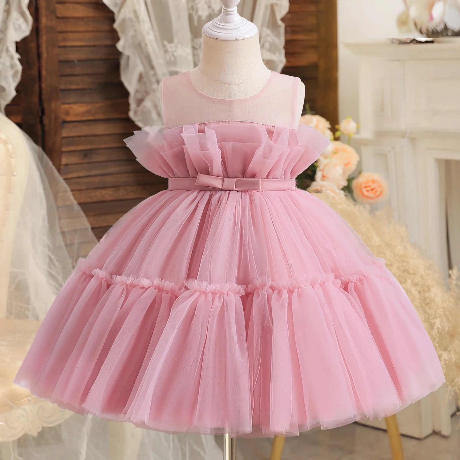 Baby Girls Tulle Wedding Bridesmaid Dresses