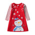 Cute Girls Long Sleeve Stripes Snowman Printed Dress childrensterritory
