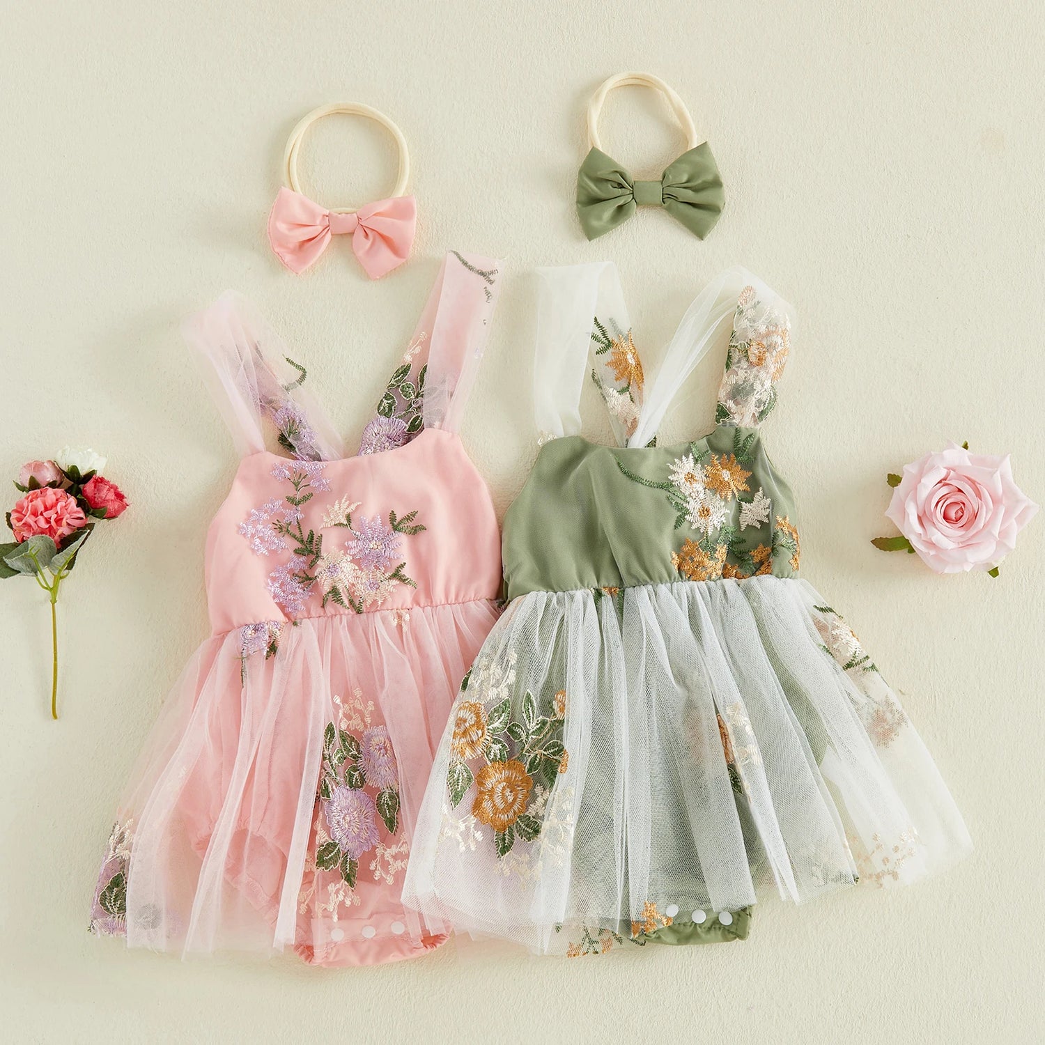 Floral Embroidery Baby Girls&