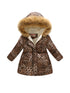 Kids Girls Cotton-Padded Flower Print and Fleece Hooded Jackets childrensterritory