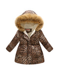 Kids Girls Cotton-Padded Flower Print and Fleece Hooded Jackets childrensterritory