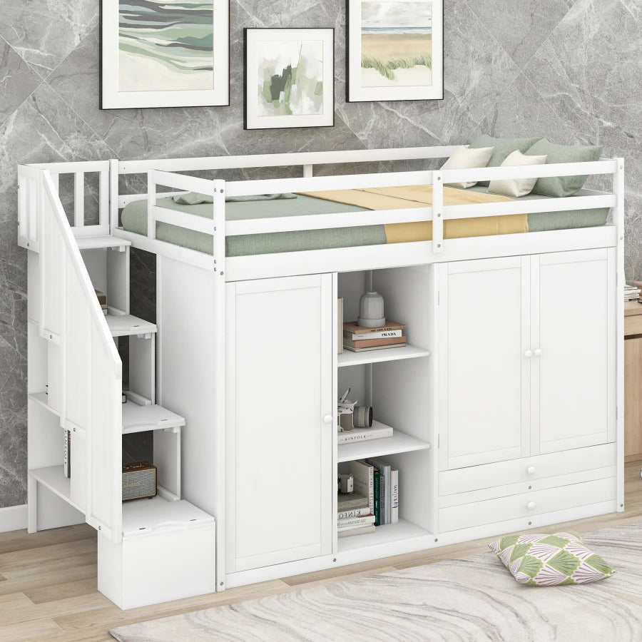 Multipurpose Loft Bed featuring Shelves, Closets, and Storage childrensterritory