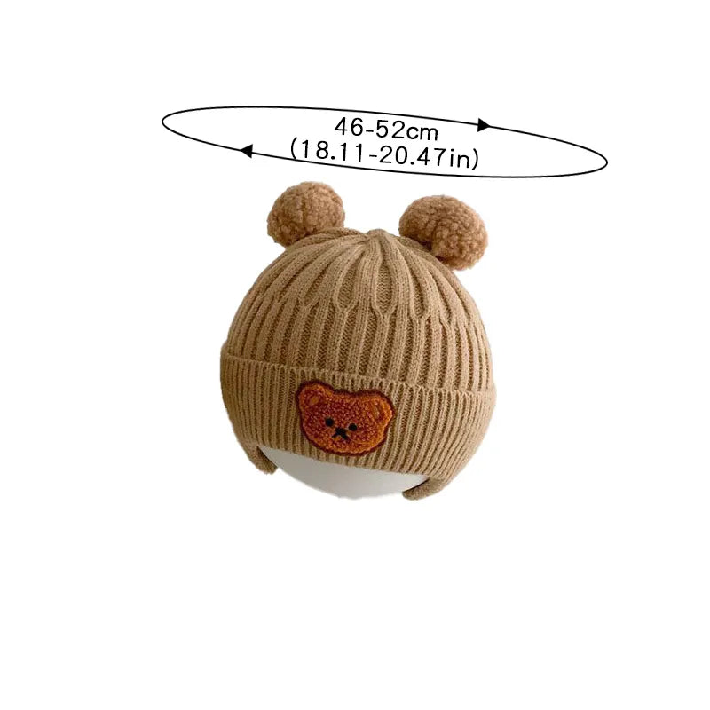 Cartoon Bear Ear Protection Knitted Hat for Toddler Boys Girls childrensterritory