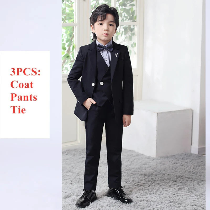 Kids Boys Top Quality Plaid Wedding Suit Formal Tuxedo