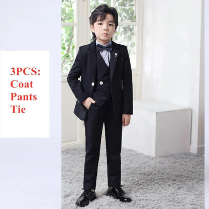 Kids Boys Top Quality Plaid Wedding Suit Formal Tuxedo