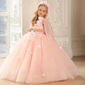Puffy Sleeveless Pink Flower Girl Dresses for First Communion
