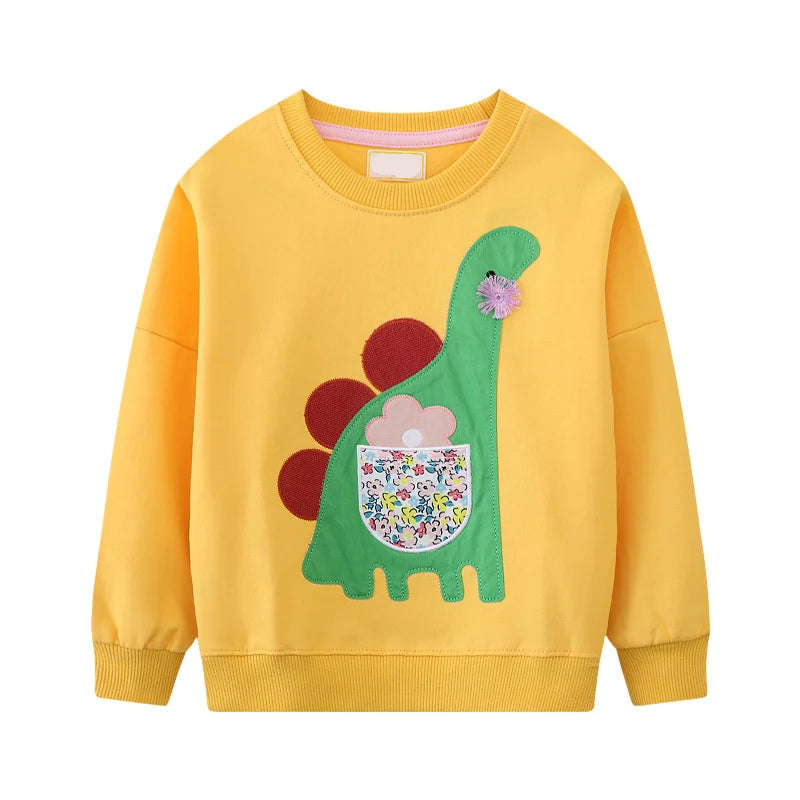 Long Sleeve Cartoon Embroidery Children Girls Sweatshirts childrensterritory