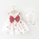 Baby Girl Floral Big Bow Designed Summer Dresses + Sunhat childrensterritory