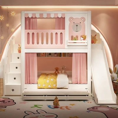 Kids Castle Bunk Bed with Treehouse and High Guardrails childrensterritory