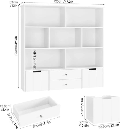 Kids Bookcase and Toy Organizers with Hidden Wheels childrensterritory