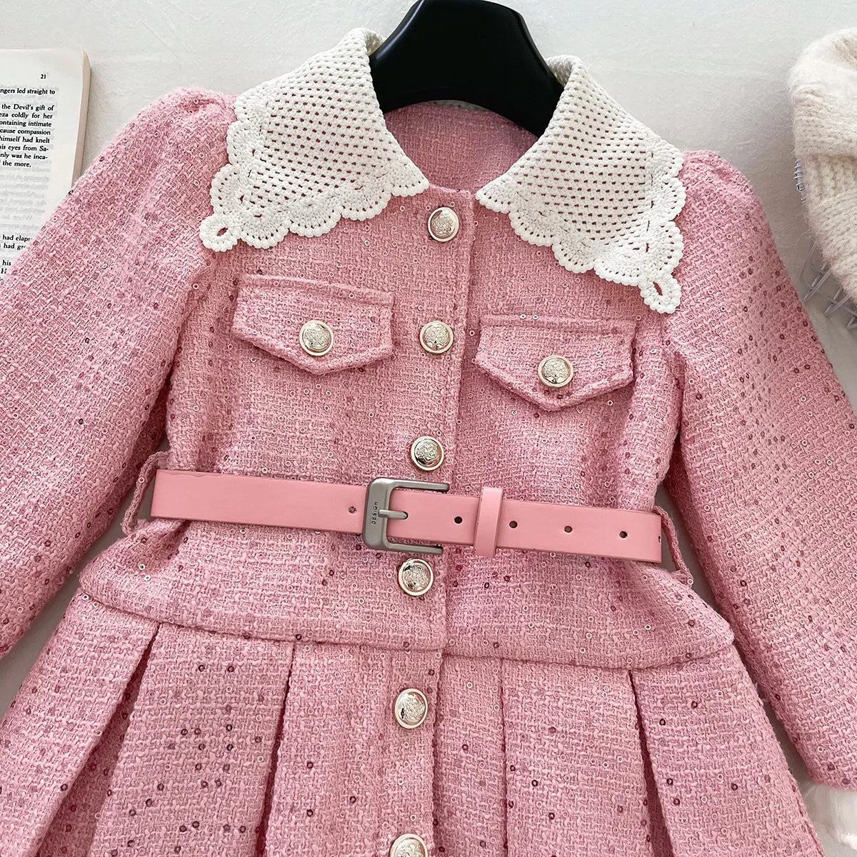 Girls' Long-Sleeved Collar Design Winter Dresses