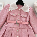 Girls' Long-Sleeved Collar Design Winter Dresses childrensterritory