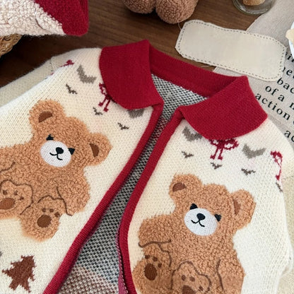 Kids Knit Printed Zipper Cardigan/Outerwear