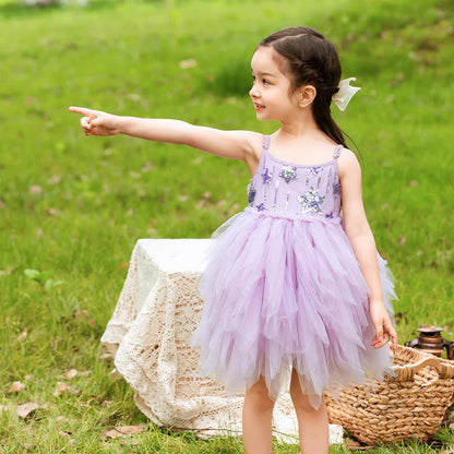 Kids Girls A-line Elgeant Feather Appliques Party Dress childrensterritory