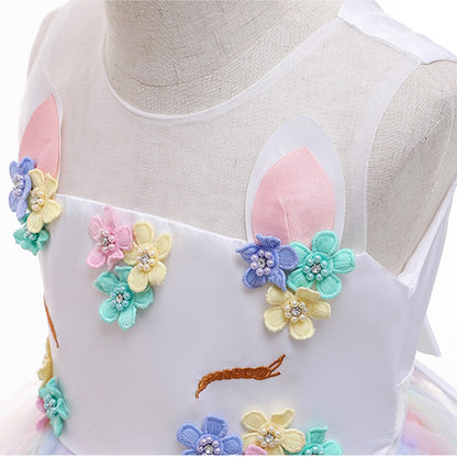 Kids Girls Unicorn Design Christening Gown or Cosplay Costume childrensterritory
