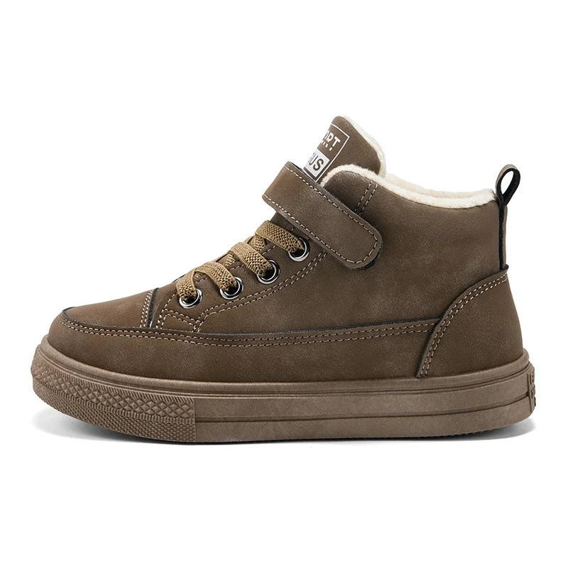 Boys Hook And Loop Velvet Warm Fur Snow Sneakers childrensterritory