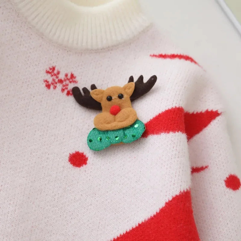 Kids Round Neck Christmas Tree Design Winter Sweater