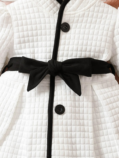 Girls’ Long-Sleeve Winter Dress with Belted Design childrensterritory