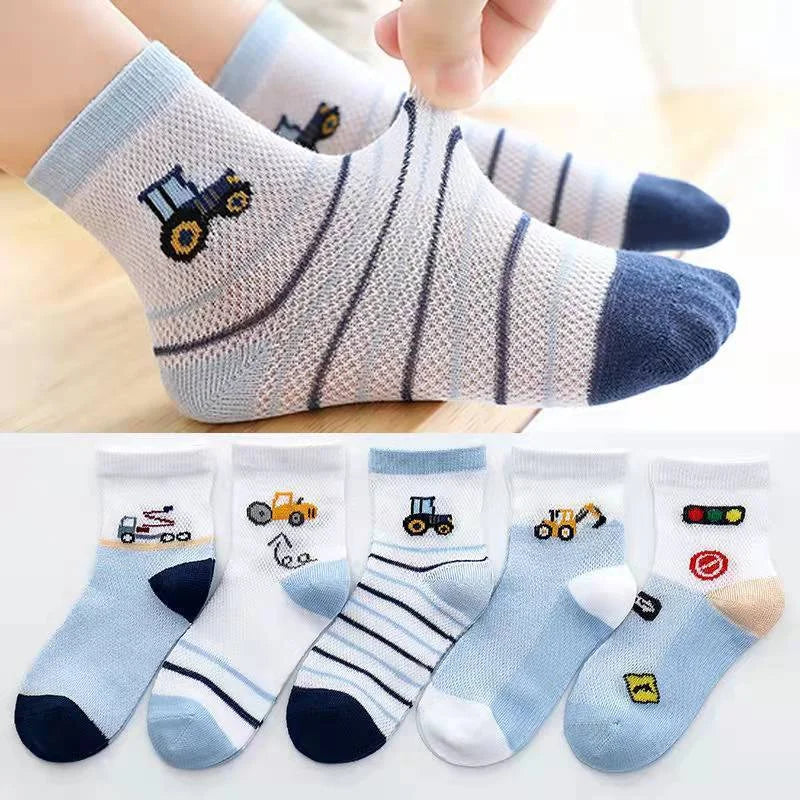 Baby/Kids Thin Mesh 5 Pairs Soft Breathable Cotton Socks