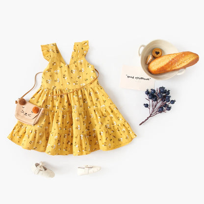 Kids Girls Flower Design Casual Sleeveless Summer Dress