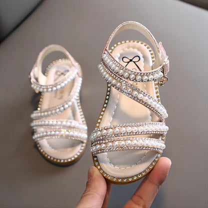 Kids Girls Stylish Bling Rhinestone Soft Princess Sandals