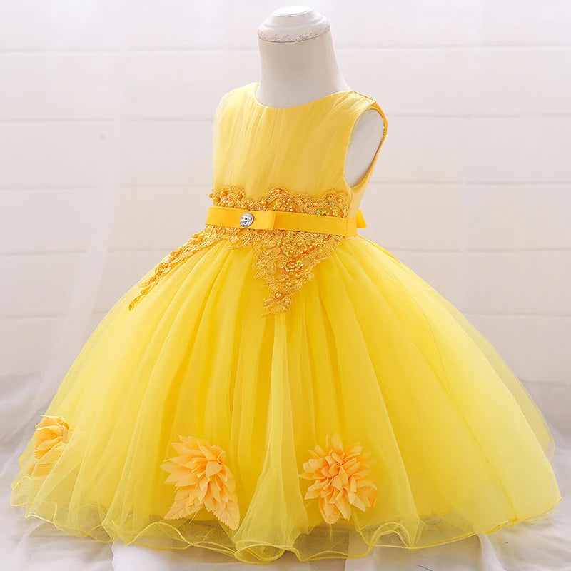 Beaded Sequined First Birthday Party Dresses for Baby Girls