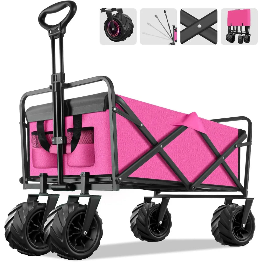 Collapsible Beach Wagon Cart for Sand Camping with Large Wheels childrensterritory