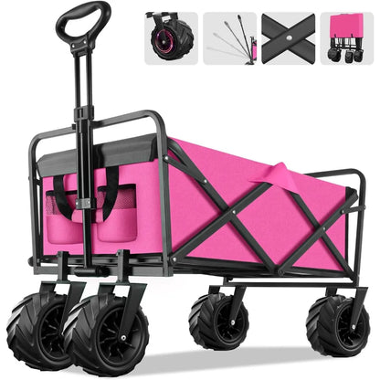 Collapsible Beach Wagon Cart for Sand Camping with Large Wheels childrensterritory