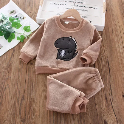 Girls Cartoon Design Long Sleeves Warm Clothing Set childrensterritory