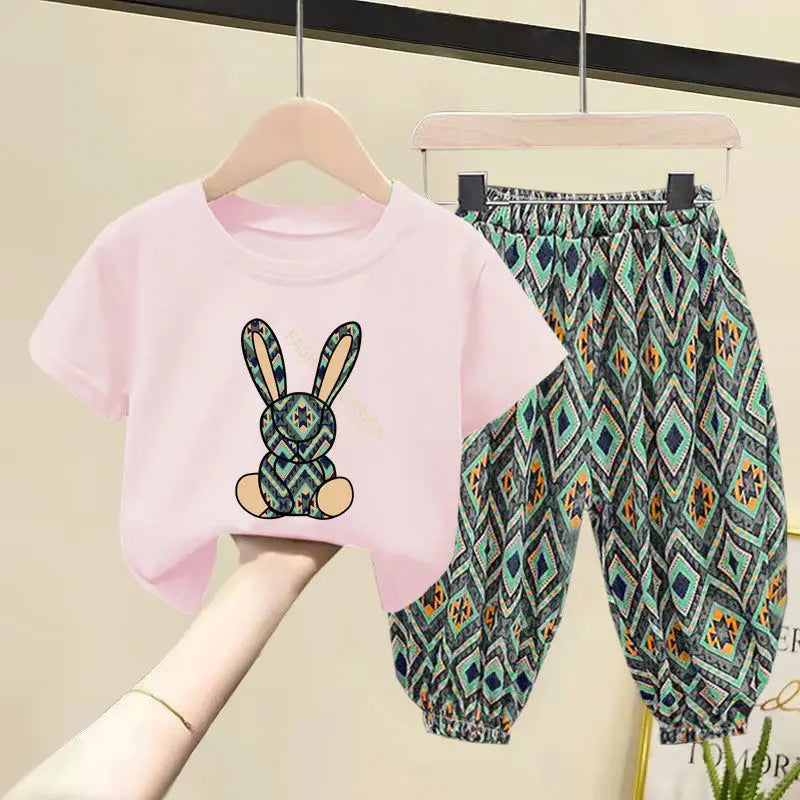 Kids Girls Korean Style Summer Two-piece Clothing Set