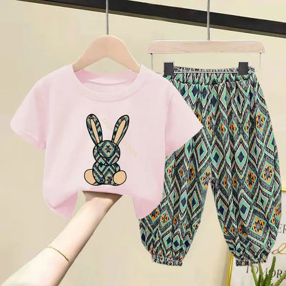 Kids Girls Korean Style Summer Two-piece Clothing Set