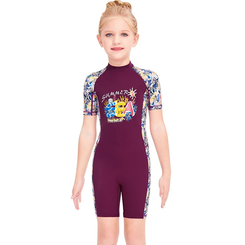 Kids Girls UV Protective Long Sleeve Sports Swimsuits childrensterritory