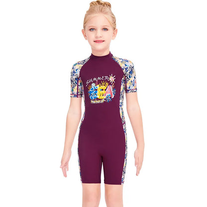 Kids Girls UV Protective Long Sleeve Sports Swimsuits childrensterritory