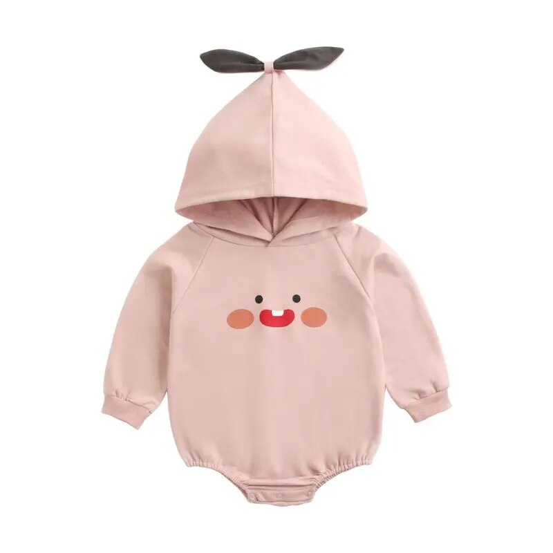 Baby Girls Cartoon Hooded Warm Cotton Bodysuits childrensterritory