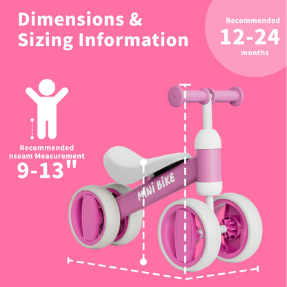 Baby Ride-On Balance Bike Toy for Indoor and Outdoor