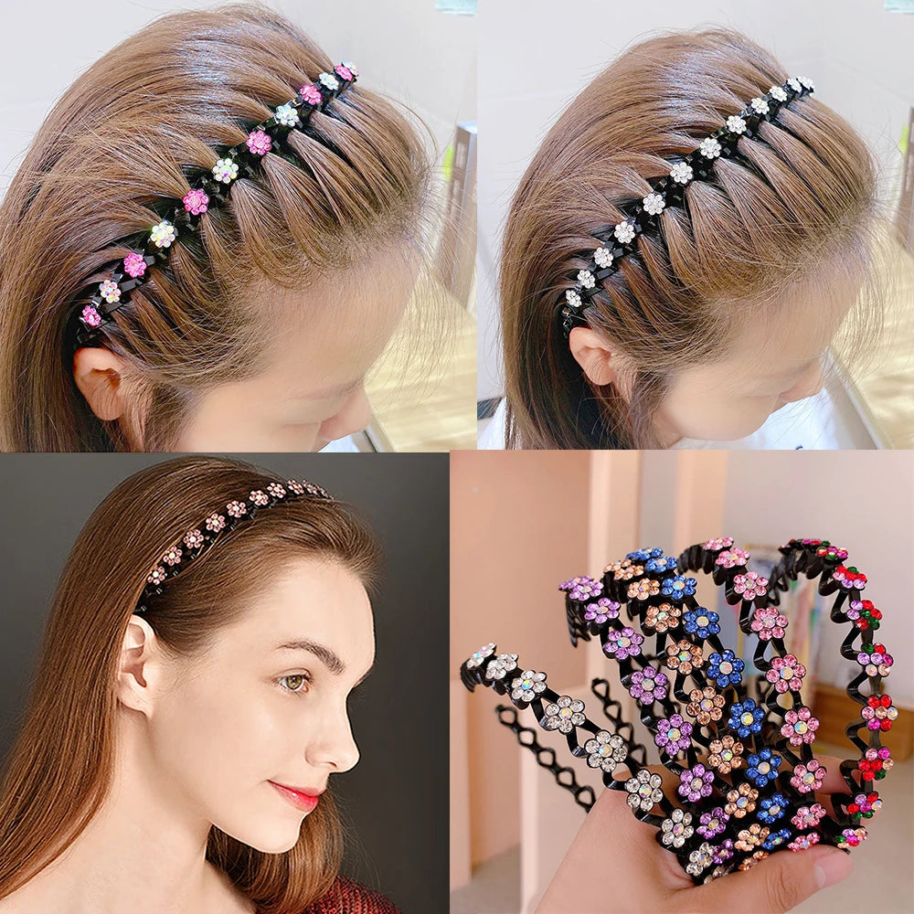 Pearl &amp; Rhinestone Decorated Non-Slip Hairbands for Girls
