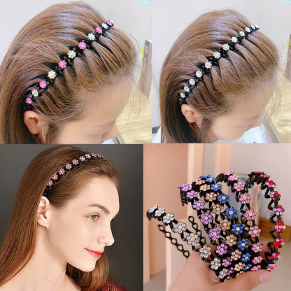 Pearl &amp; Rhinestone Decorated Non-Slip Hairbands for Girls