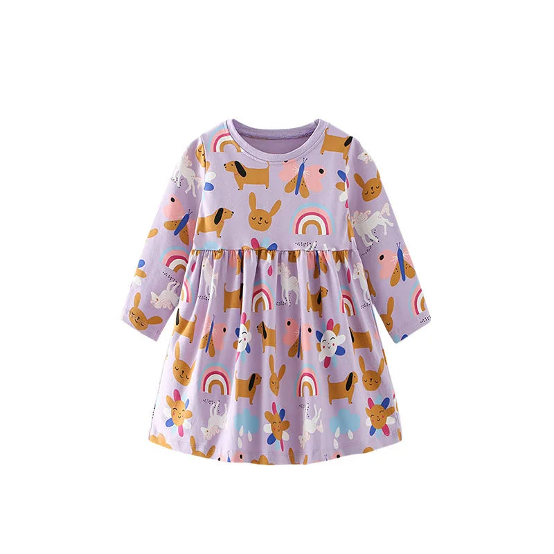 Kids Girls Long Sleeves Printed Princess Dresses childrensterritory