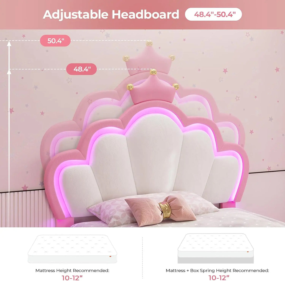 Modern Design Twin Bed for Kids with Crown-Shaped Headboard