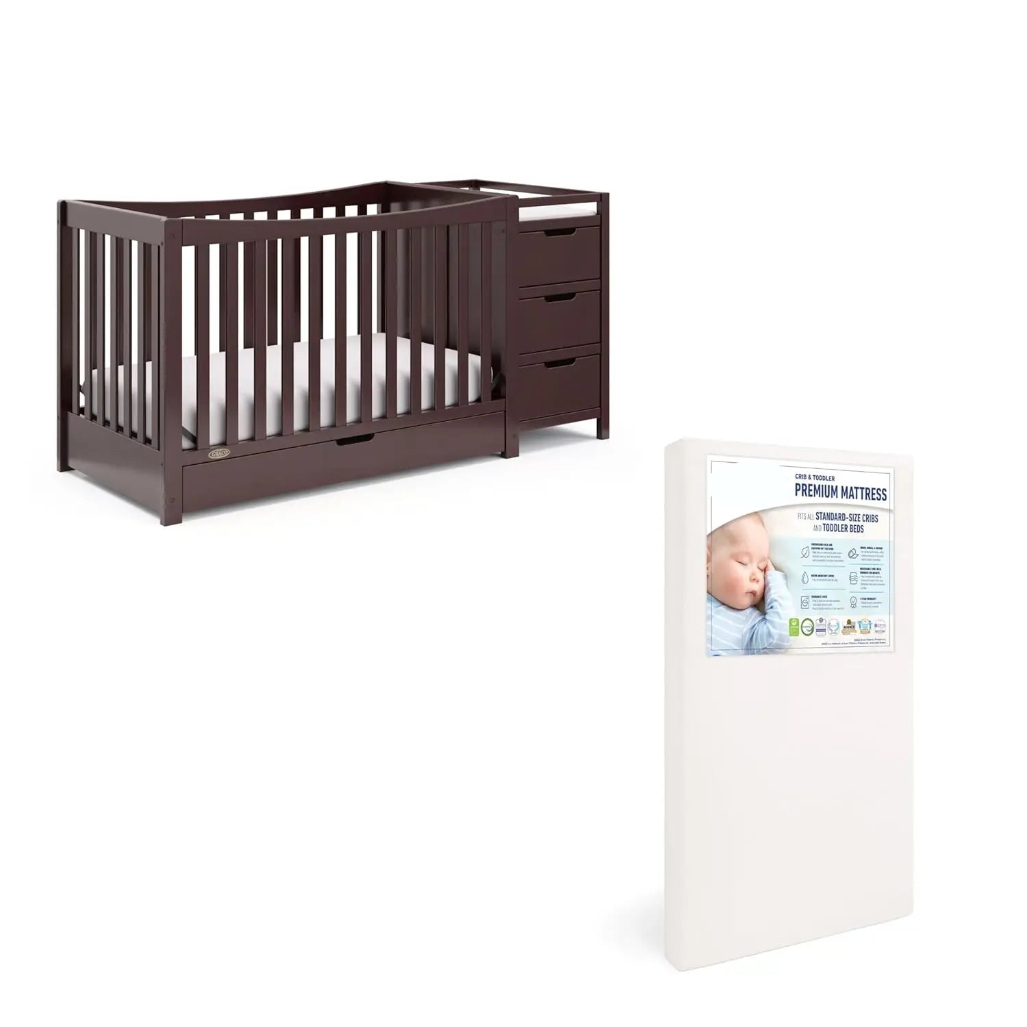 Integrated 4-in-1 Crib and Changer with Drawer for Baby childrensterritory