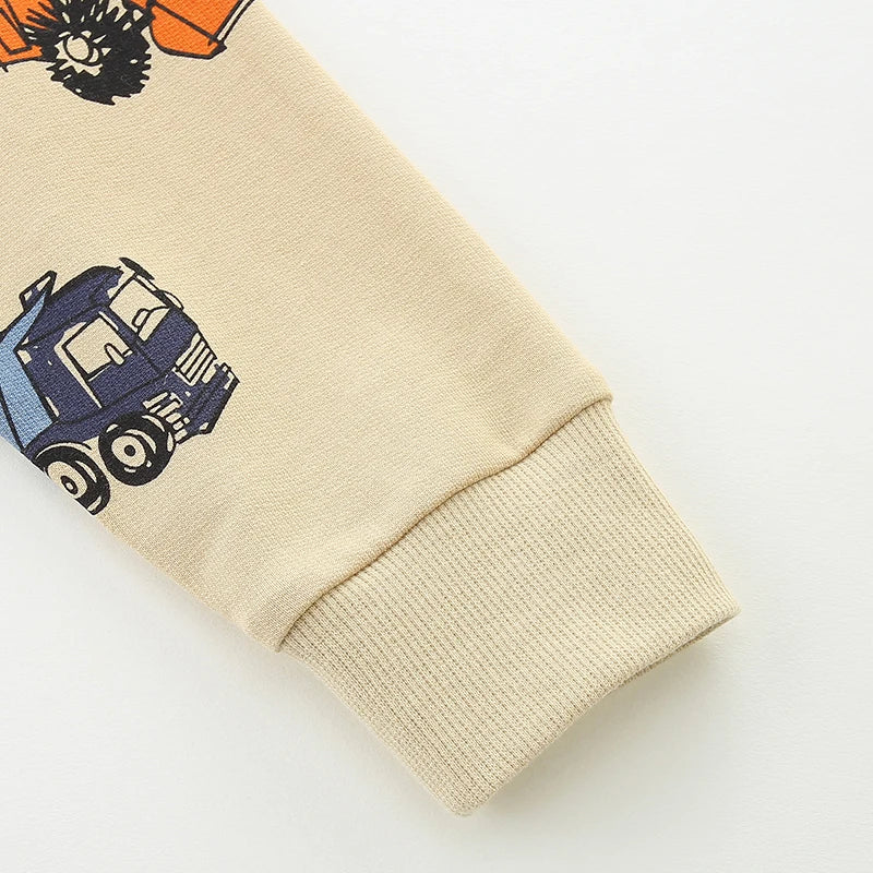 Boys Excavator Cartoon Print Casual Sweatshirts childrensterritory