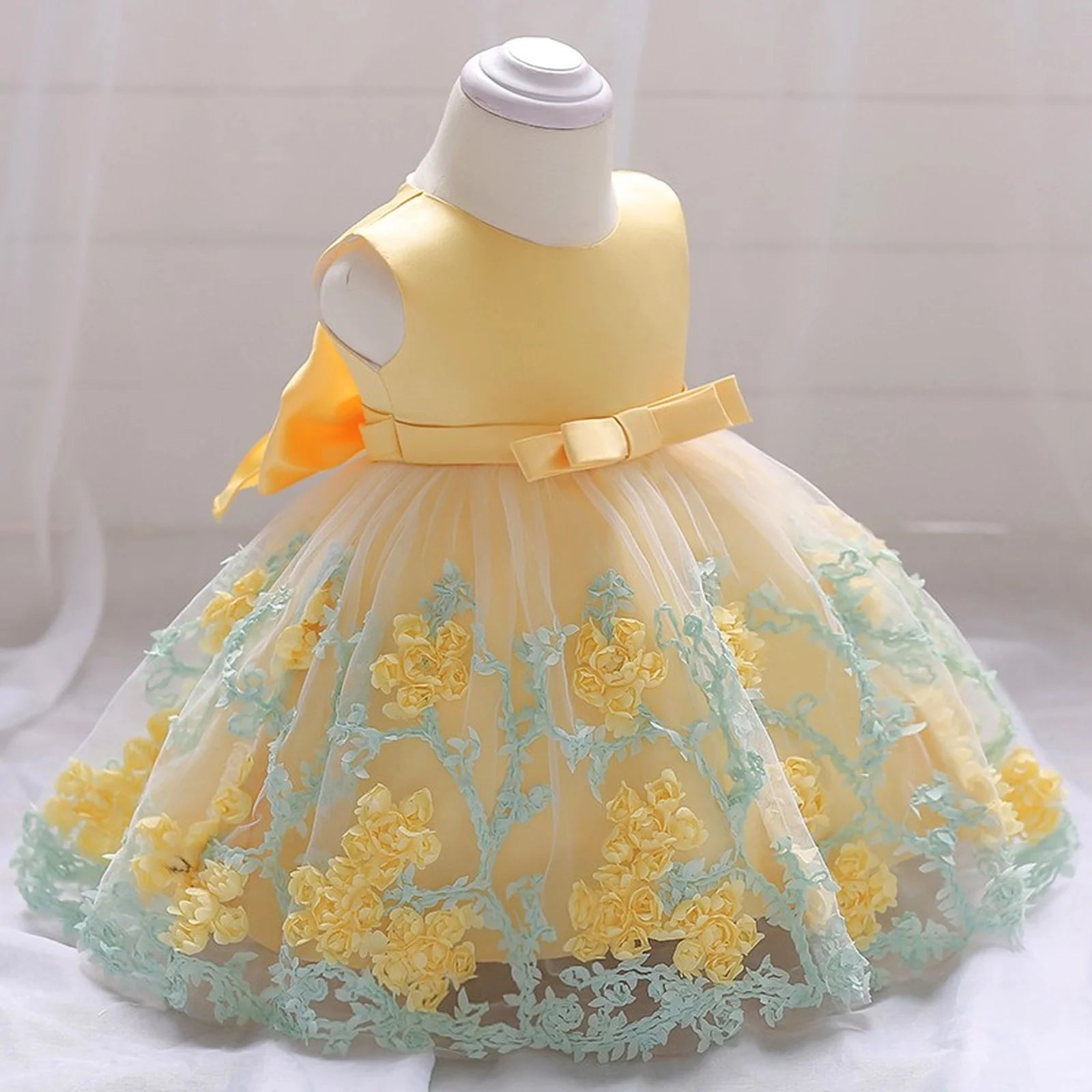 Sleeveless Flower Print Party Dresses For Girls