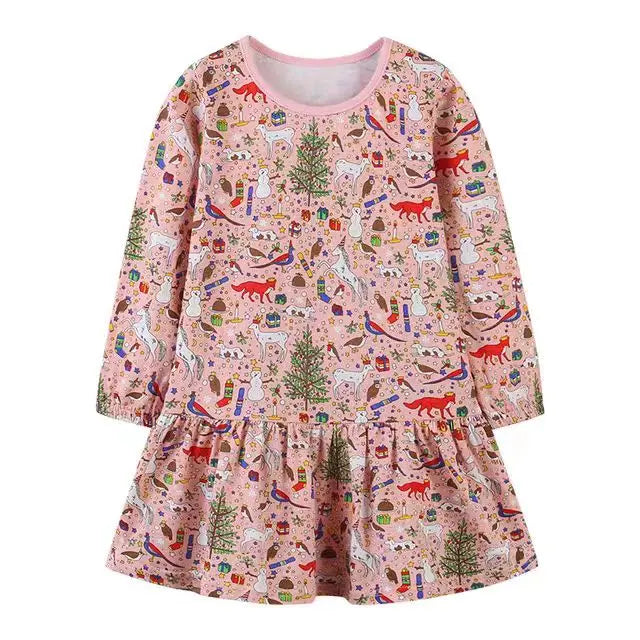 Long-Sleeved Printed Summer Dresses For Girls