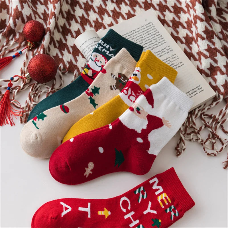 Kids Cartoon Print 5 Pairs Winter Socks