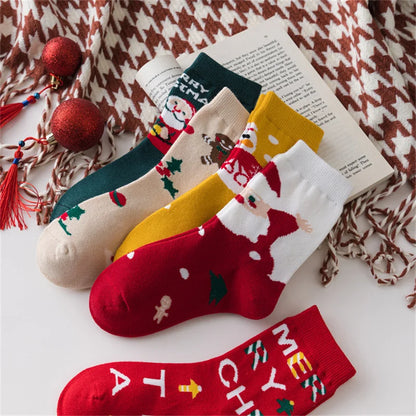 Kids Cartoon Print 5 Pairs Winter Socks childrensterritory