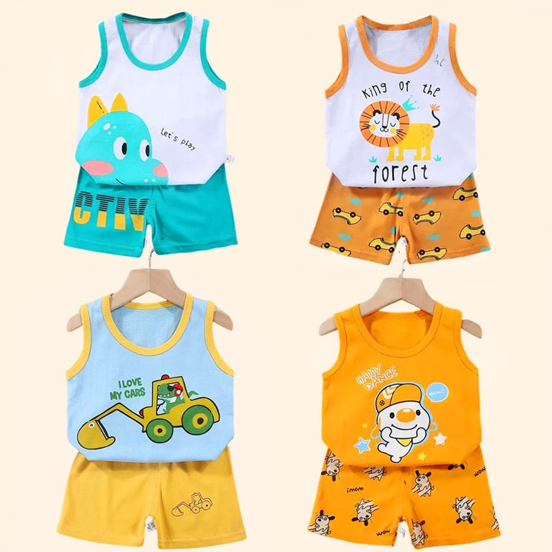 2PCS Cotton T-Shirts and Shorts Set for Toddler Boys Girls childrensterritory